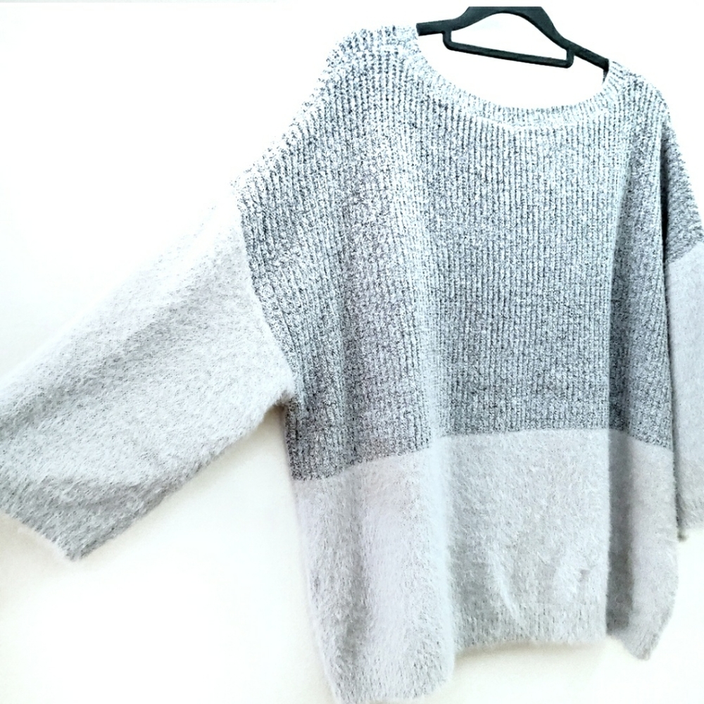NWT Belldini | Soft Gray Dropped Shoulder Sweater - Picture 5 of 8